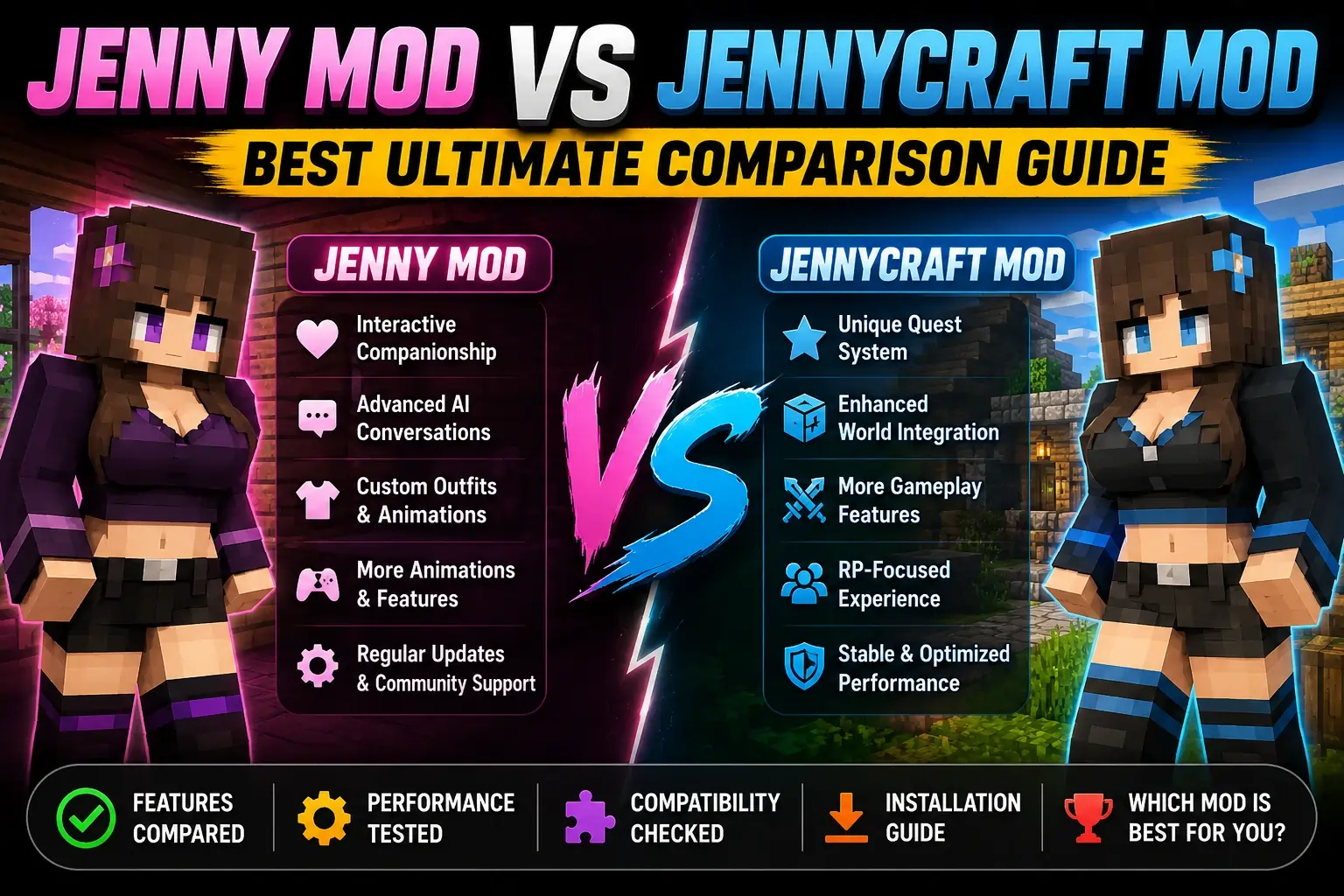 Jenny mod vs JennyCraft mod comparison