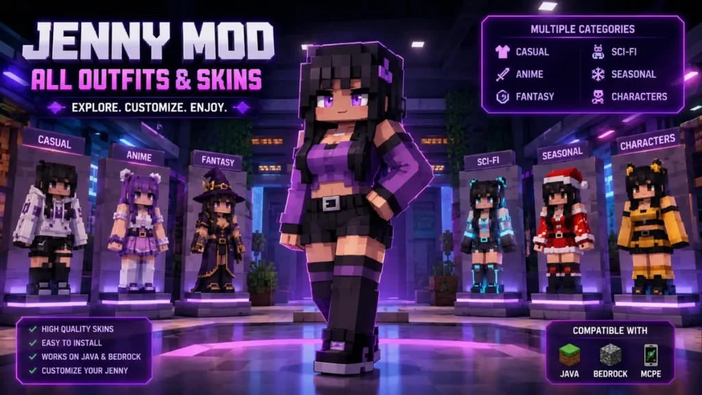 Jenny Mod Skin – All Available Outfits & Skin Packs 2 Jenny Mod Skin