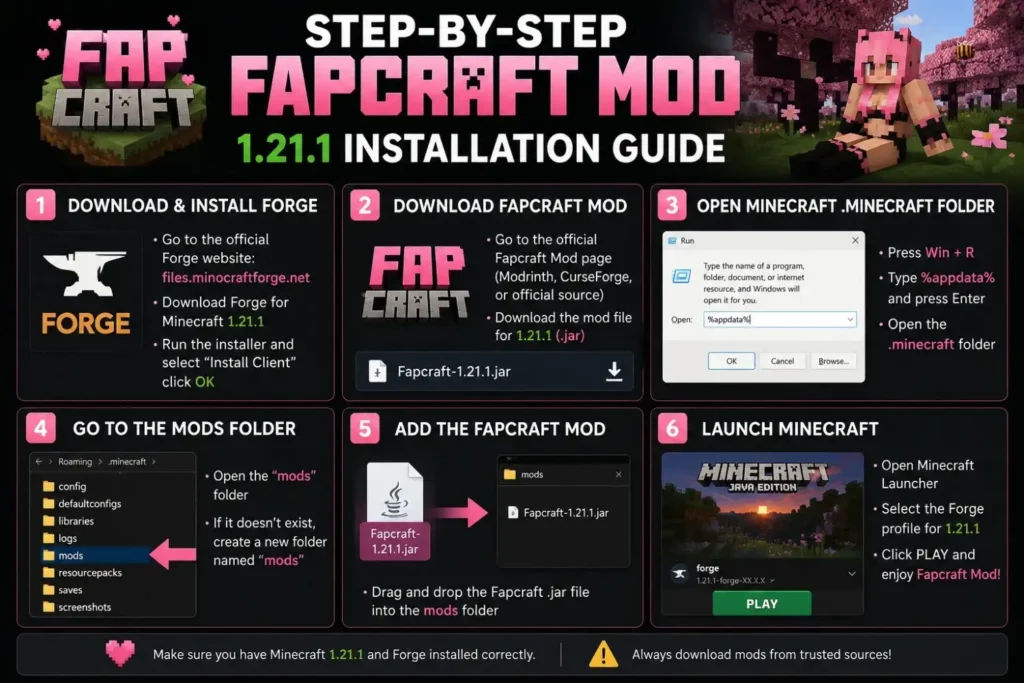 How to Install Fapcraft Mod 1.21.1 Safely: Full Setup & Crash Fix Guide 3 Step-by-Step Fapcraft Mod 1.21.1 Installation Guide